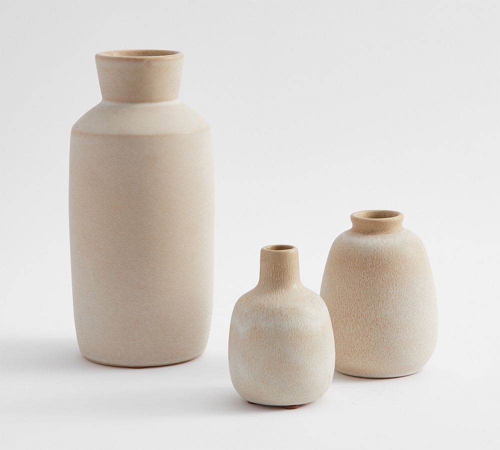 Ceramic Vases Set 3 For Farmhouse Home Decor, Modern Small