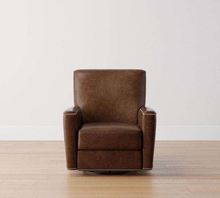 Irving roll arm leather deals swivel armchair