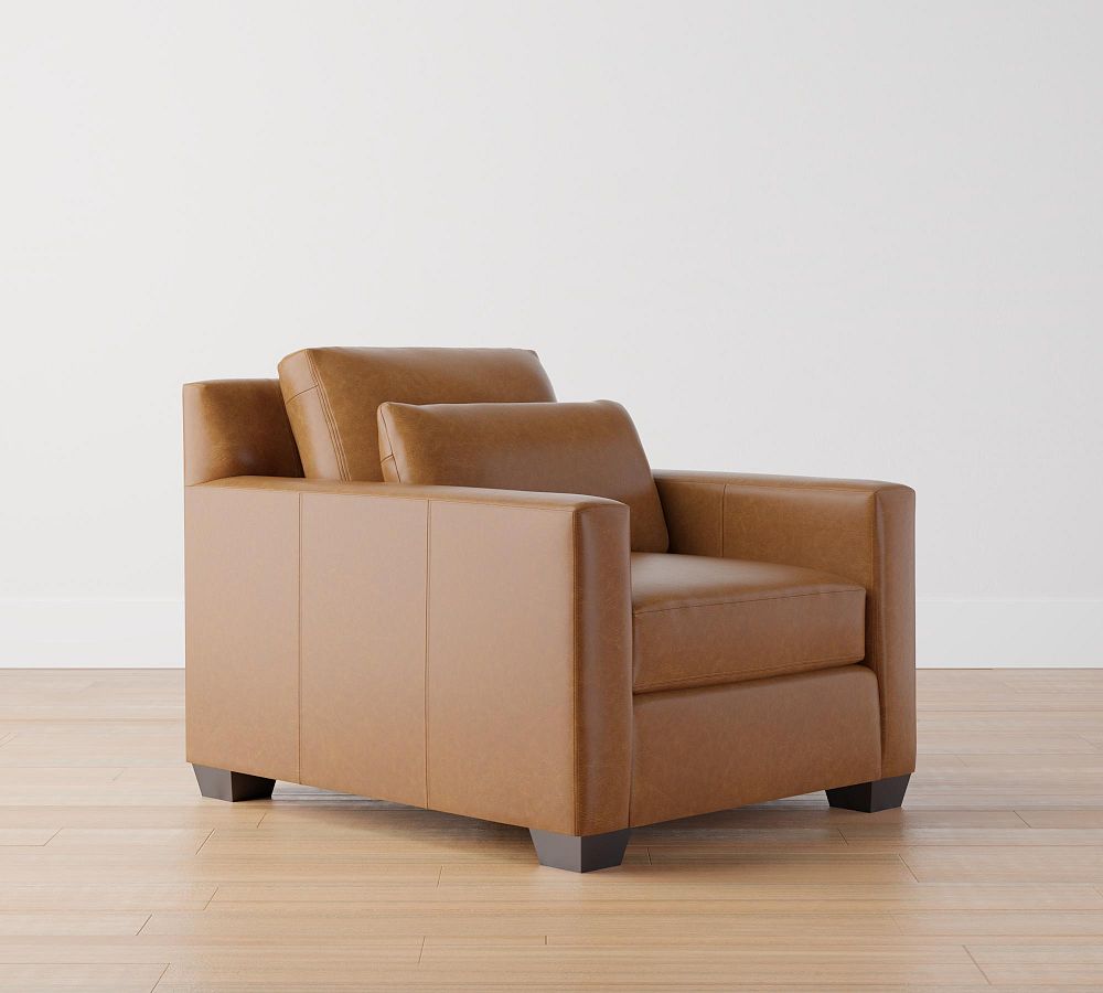 York Square Arm Deep Seat Leather Armchair Pottery Barn