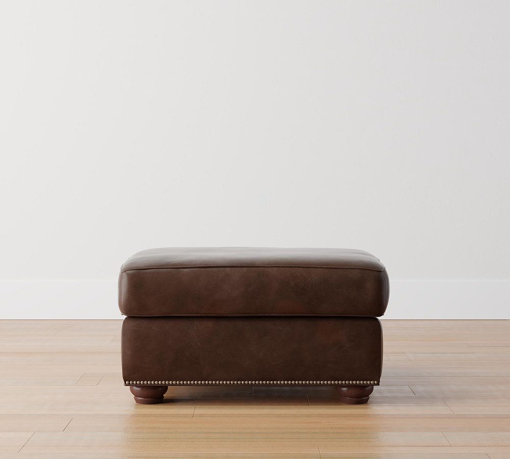 Webster Leather Ottoman | Pottery Barn