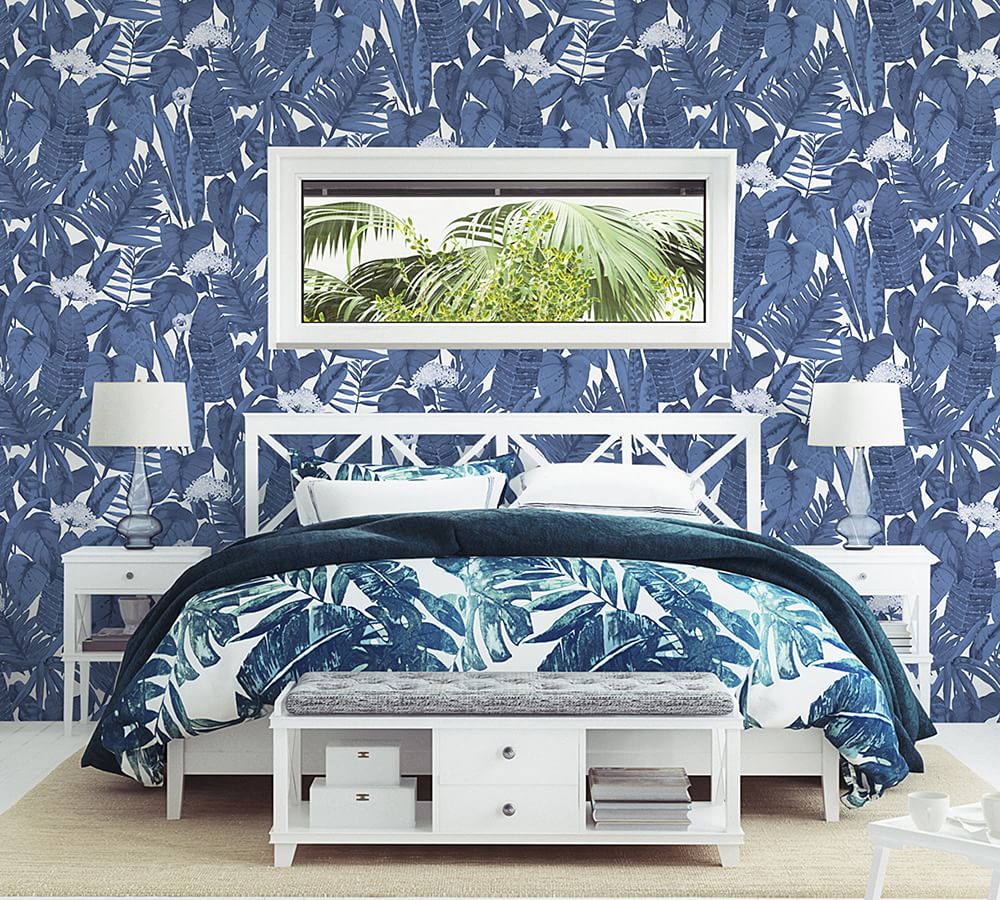 Tropical Blue Peel  Stick Removable Wallpaper  Pottery Barn