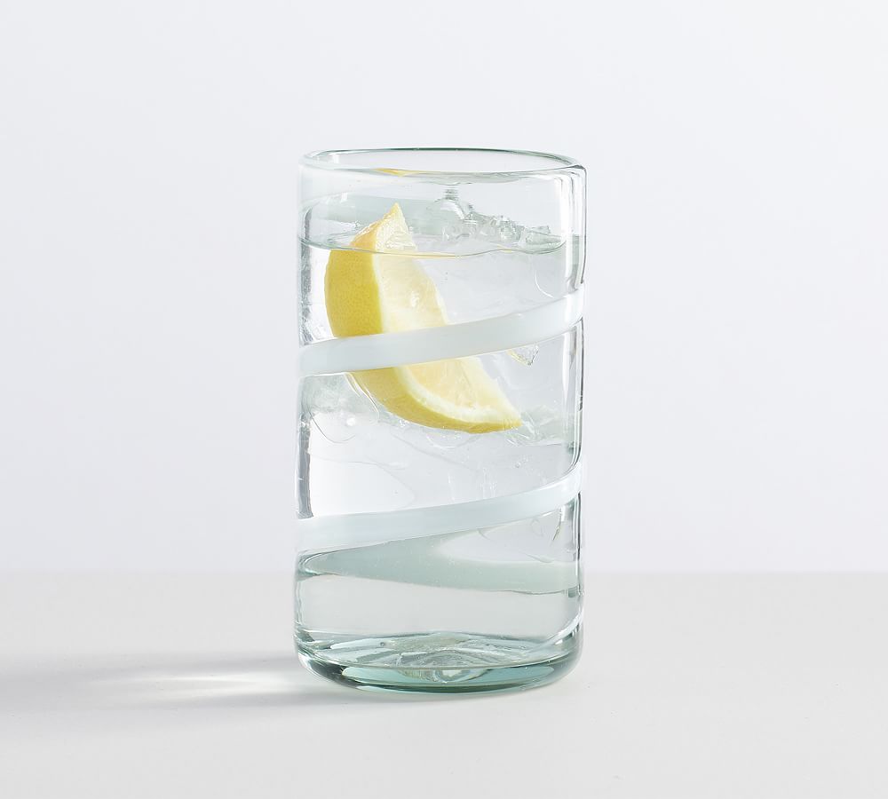 White Ribbon Recycled Drinking Glasses Set of 6 Pottery Barn