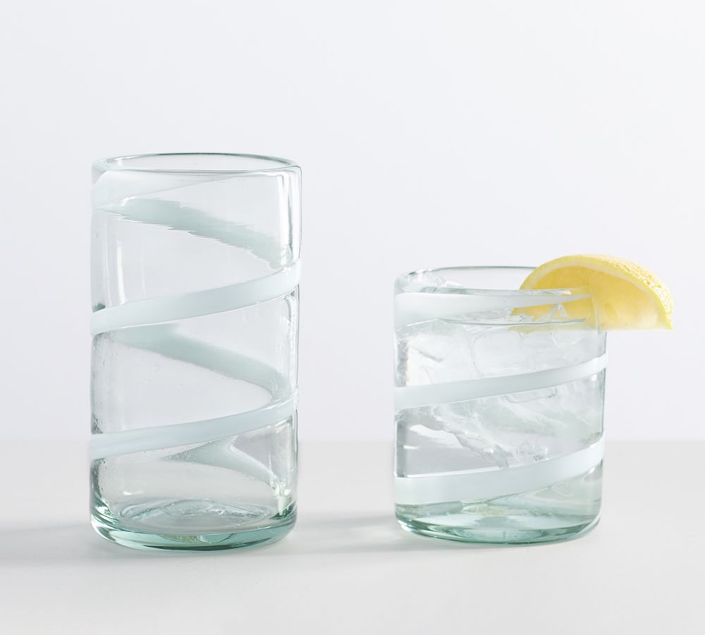 White Ribbon Recycled Drinking Glasses Set of 6 Pottery Barn