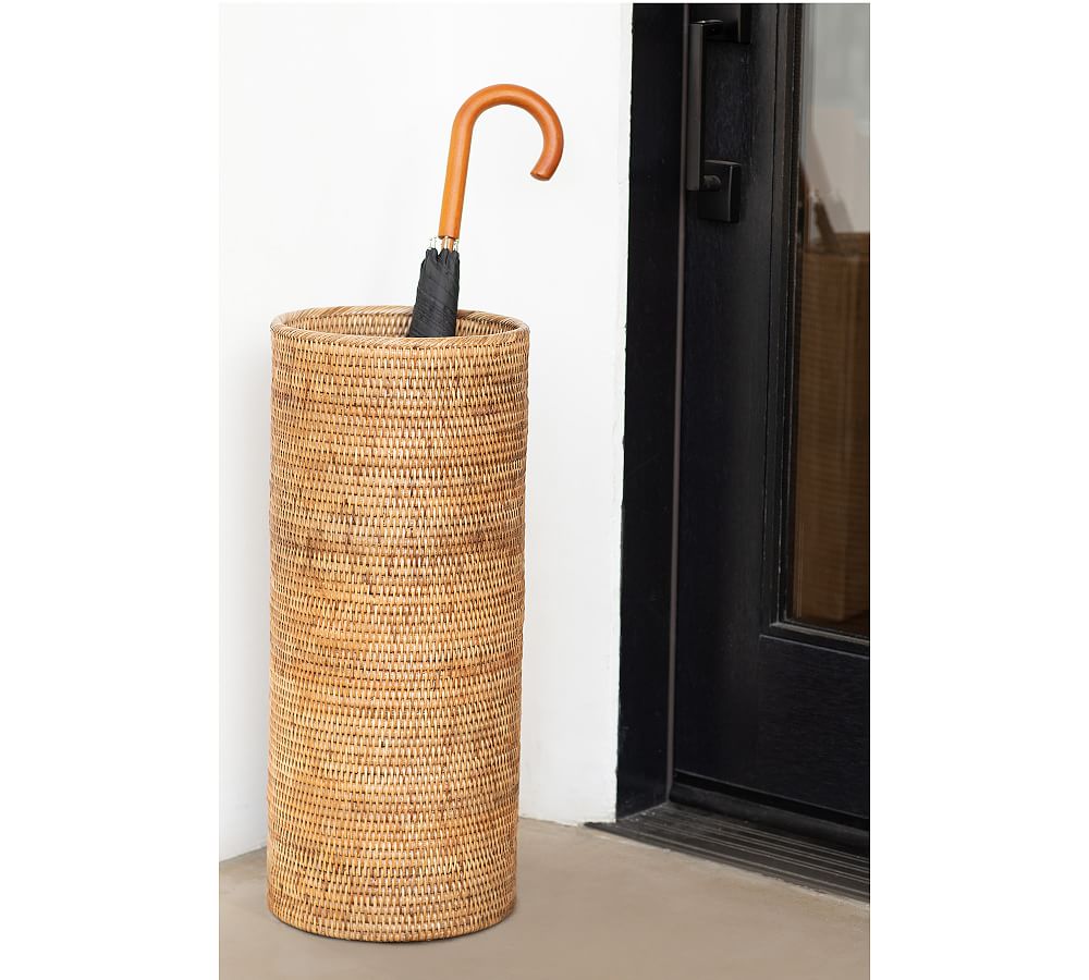 Tava Handwoven Rattan Round Umbrella Basket | Pottery Barn