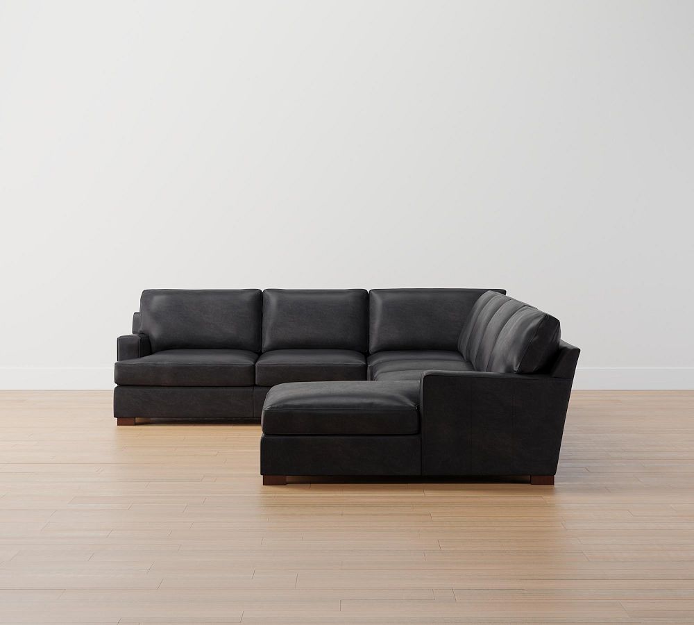 Townsend Square Arm Leather 4Piece Chaise Sectional Pottery Barn