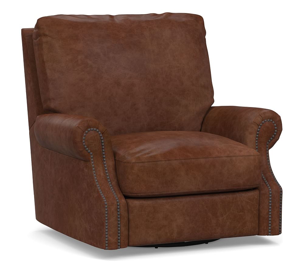 James Leather Swivel Chair | Pottery Barn
