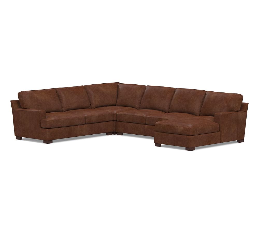 Townsend Square Arm Leather 4Piece Chaise Sectional Pottery Barn