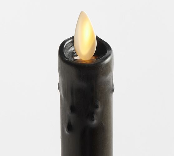 Premium Flickering Flameless Wax Taper Candle Dark Green Pottery Barn