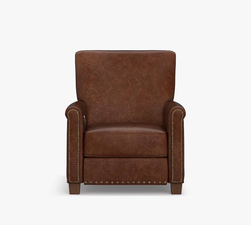 Irving Roll Arm Leather Power Recliner Pottery Barn