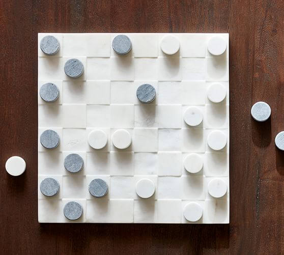 Handcrafted Marble Checkers Board Game | Pottery Barn