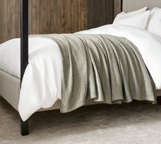 Basketweave Cotton/Linen Blanket Pottery Barn