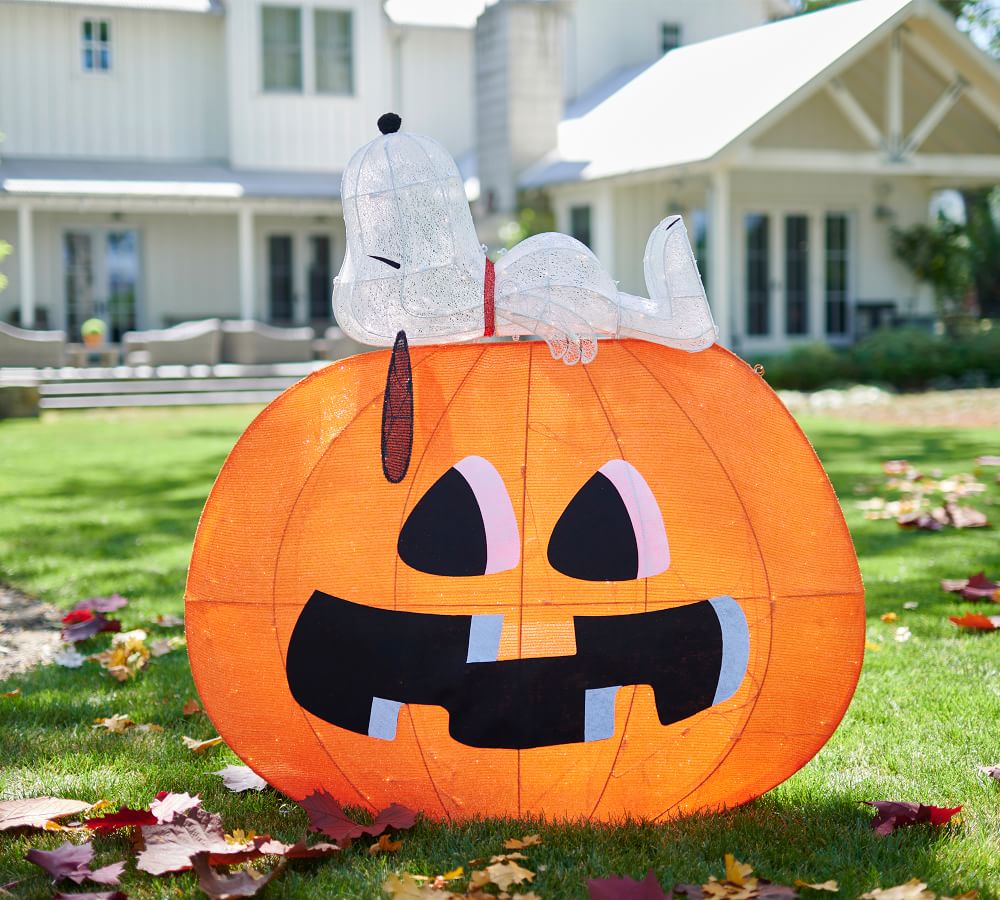 Peanuts™ Lit Snoopy™ On Giant Pumpkin | Pottery Barn