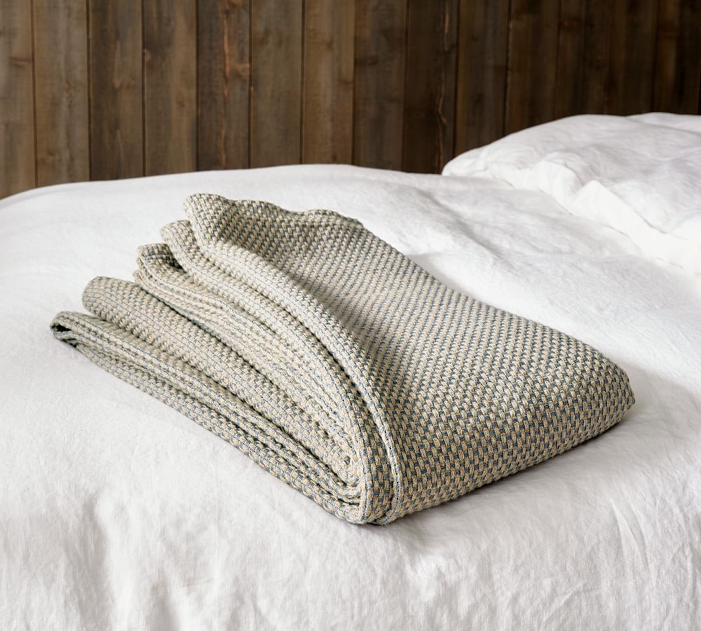 Basketweave Cotton Linen Blanket 