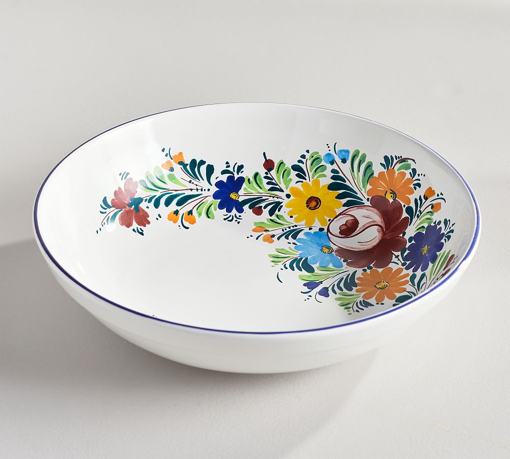 Nova Deruta Floral Ceramic Serving Bowl Pottery Barn