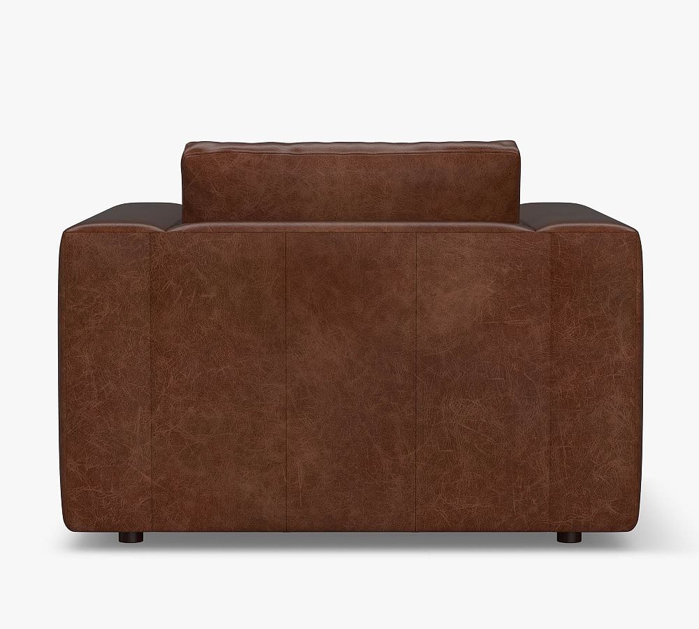 Carmel Square Wide Arm Leather Armchair | Pottery Barn