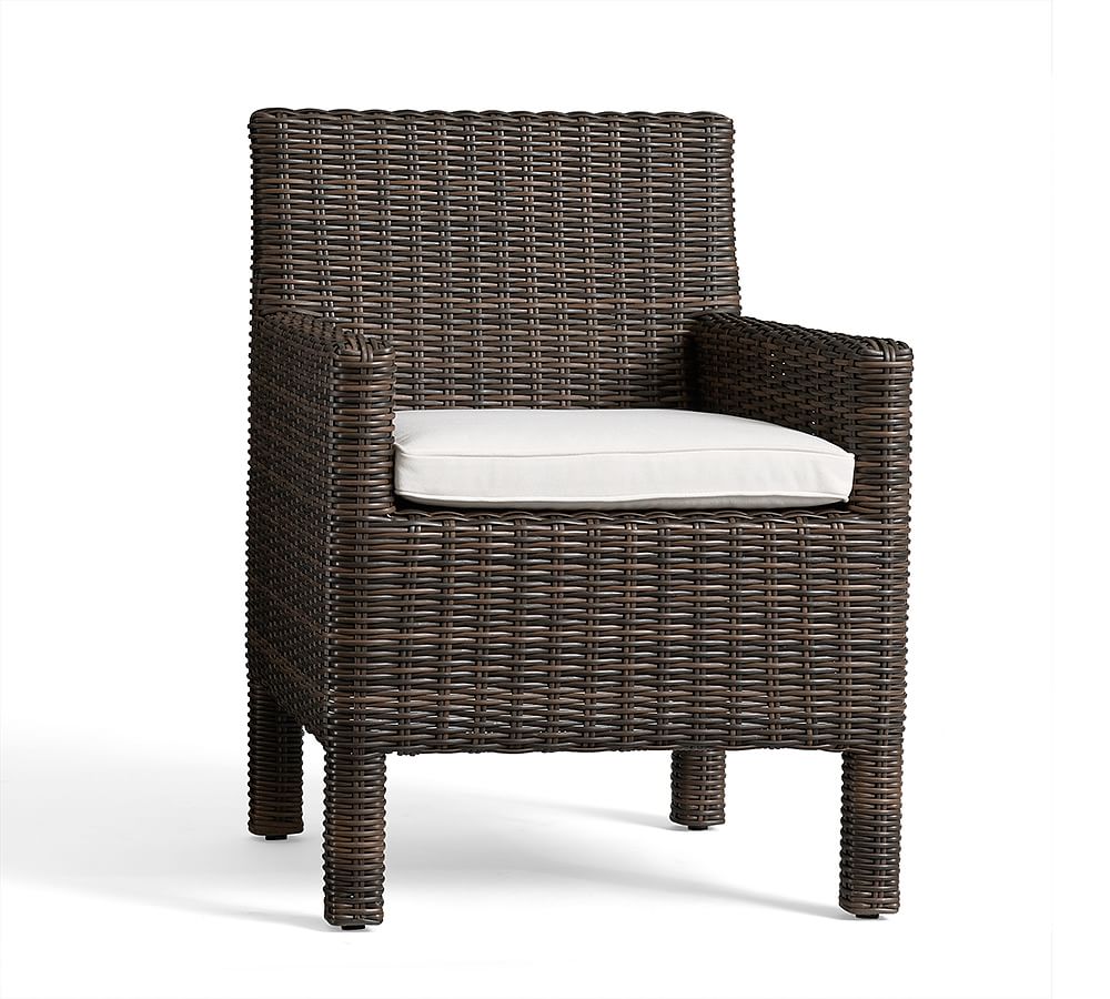 Torrey Wicker Square Arm Outdoor Dining Chair | Pottery Barn