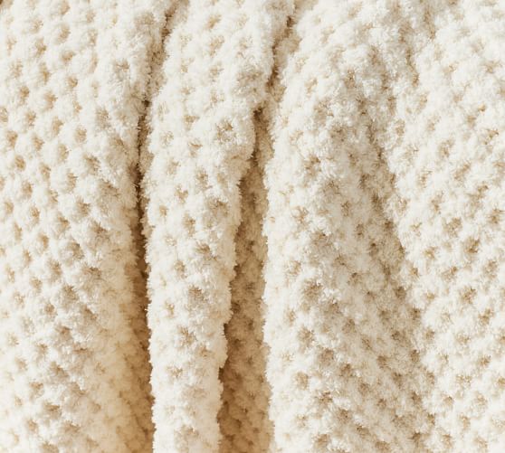 Chenille Waffle Sherpa Back Throw Blanket Pottery Barn