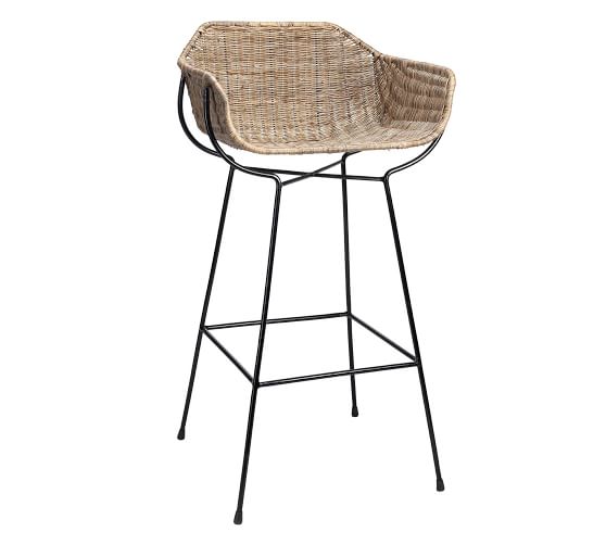 Wendel Rattan Stool Pottery Barn