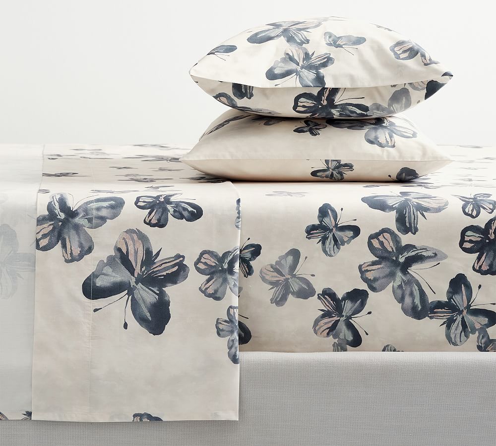 Pottery Barn Kids Butterfly Cotton Full Quilt, Throw Pillow 2 Shams Sheet  Set