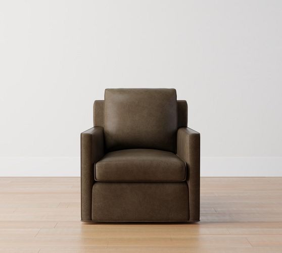 Duncan Leather Swivel Armchair | Pottery Barn