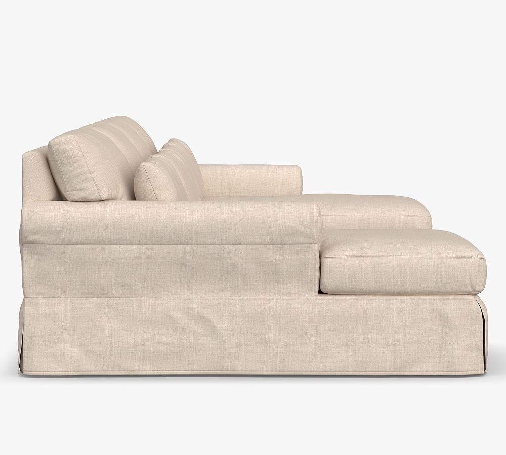 York Roll Arm Deep Seat Slipcovered UShaped Chaise Sectional Pottery