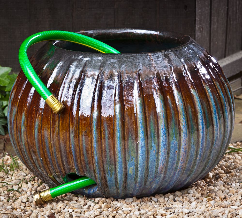Terra Cotta Ribbed Garden Hose Pot Brown Pottery Barn