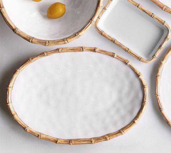 Bamboo Outdoor Melamine Oval Platter Pottery Barn