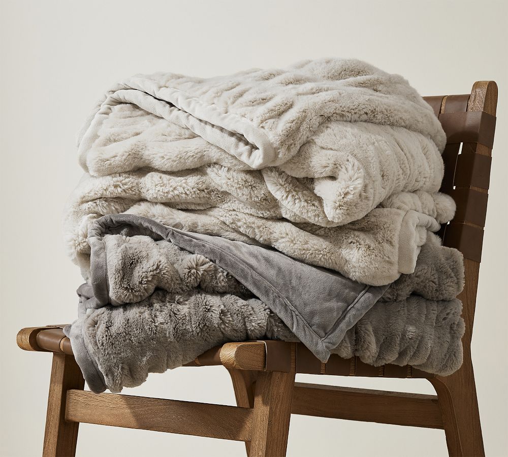 Faux Fur Ruched Throw Blankets Pottery Barn