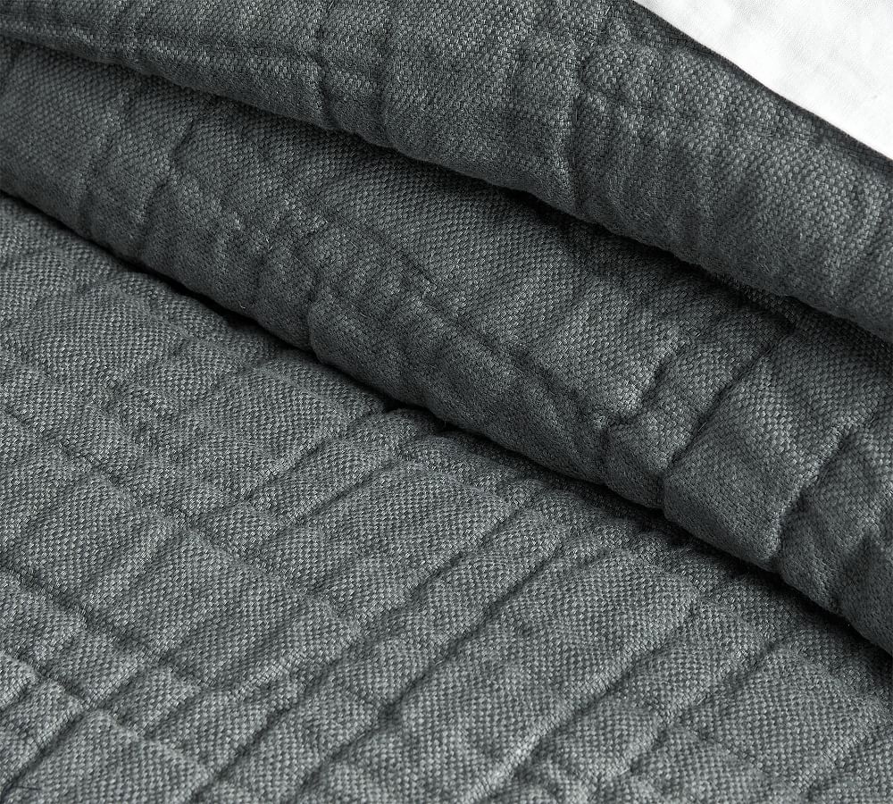 Belgian Flax Linen Handcrafted Basketweave Quilt Pottery Barn