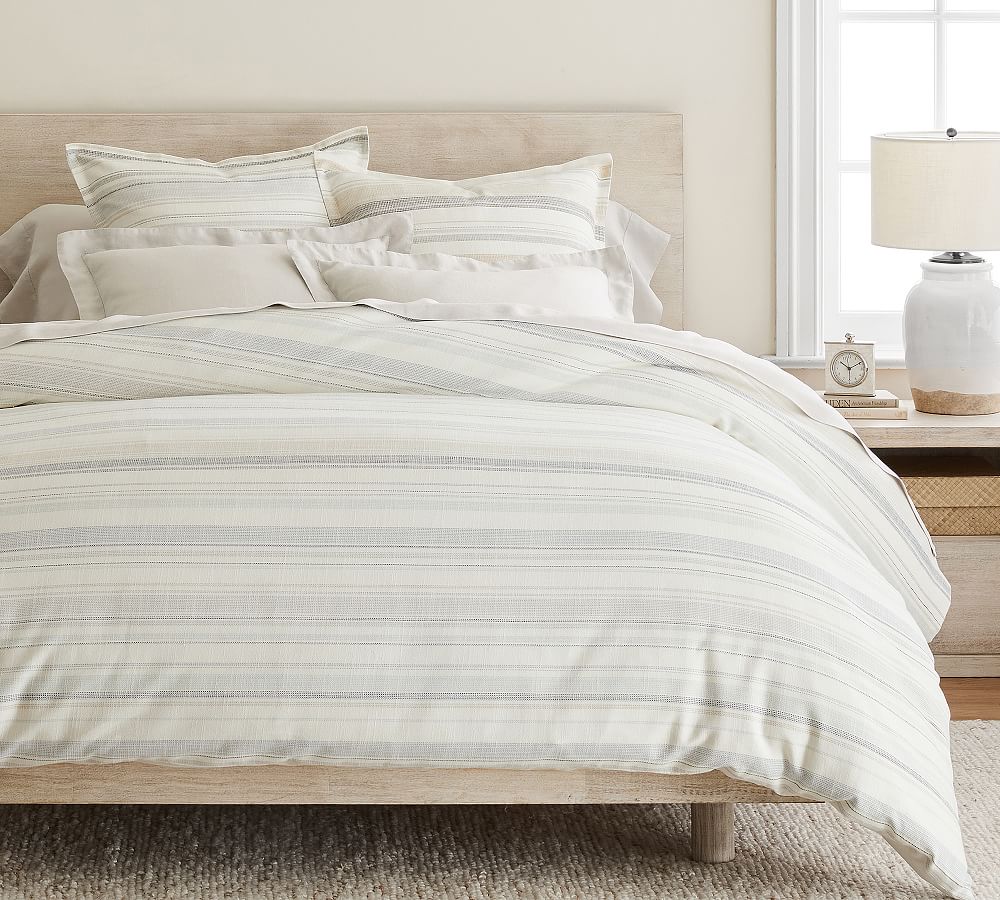 Clayton Striped Cotton Duvet Cover | Pottery Barn