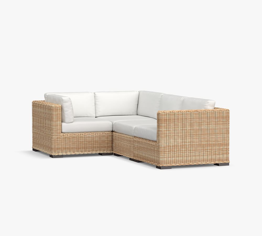 Huntington AllWeather Wicker Square Arm Outdoor Sectional Set Pottery Barn