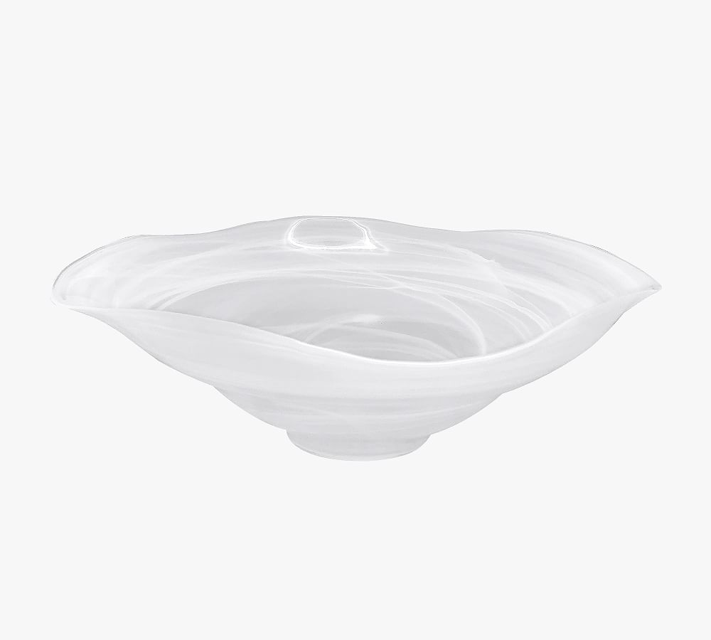 Alabaster Glass Flutter Serving Bowl