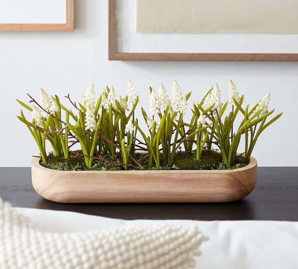 Faux White Grape Hyacinth Arrangement Pottery Barn