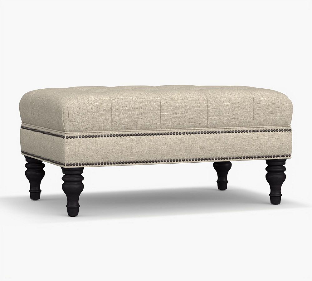 Martin Upholstered Tufted Ottoman Pottery Barn