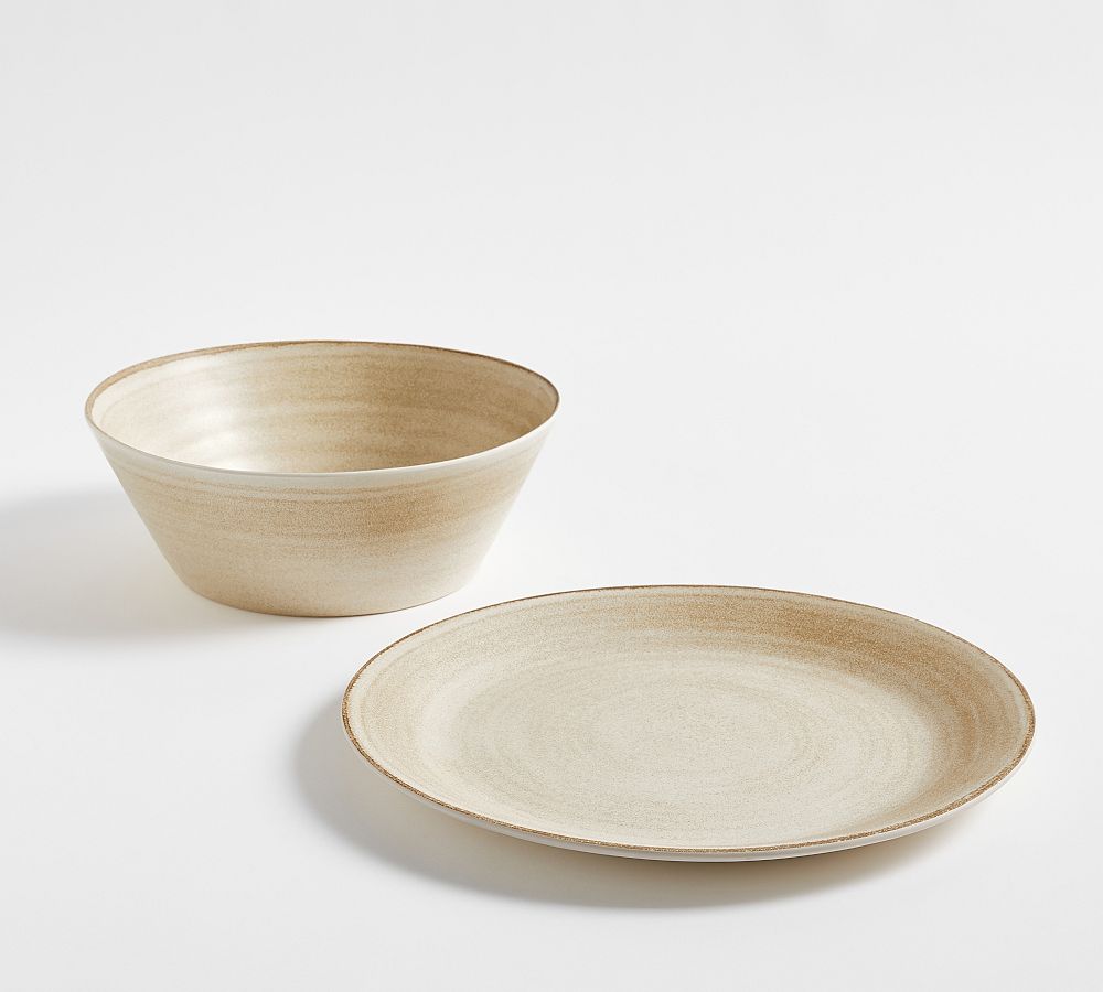 Larkin Reactive Glaze Serving Bowl & Platter (Sand)