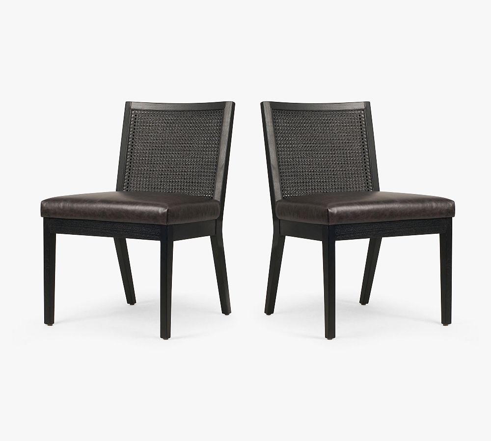 Lisbon Black Cane Dining Side Chairs - Set of 2