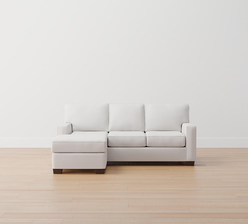 Buchanan Square Arm Upholstered Sofa with Reversible Chaise Sectional Pottery Barn