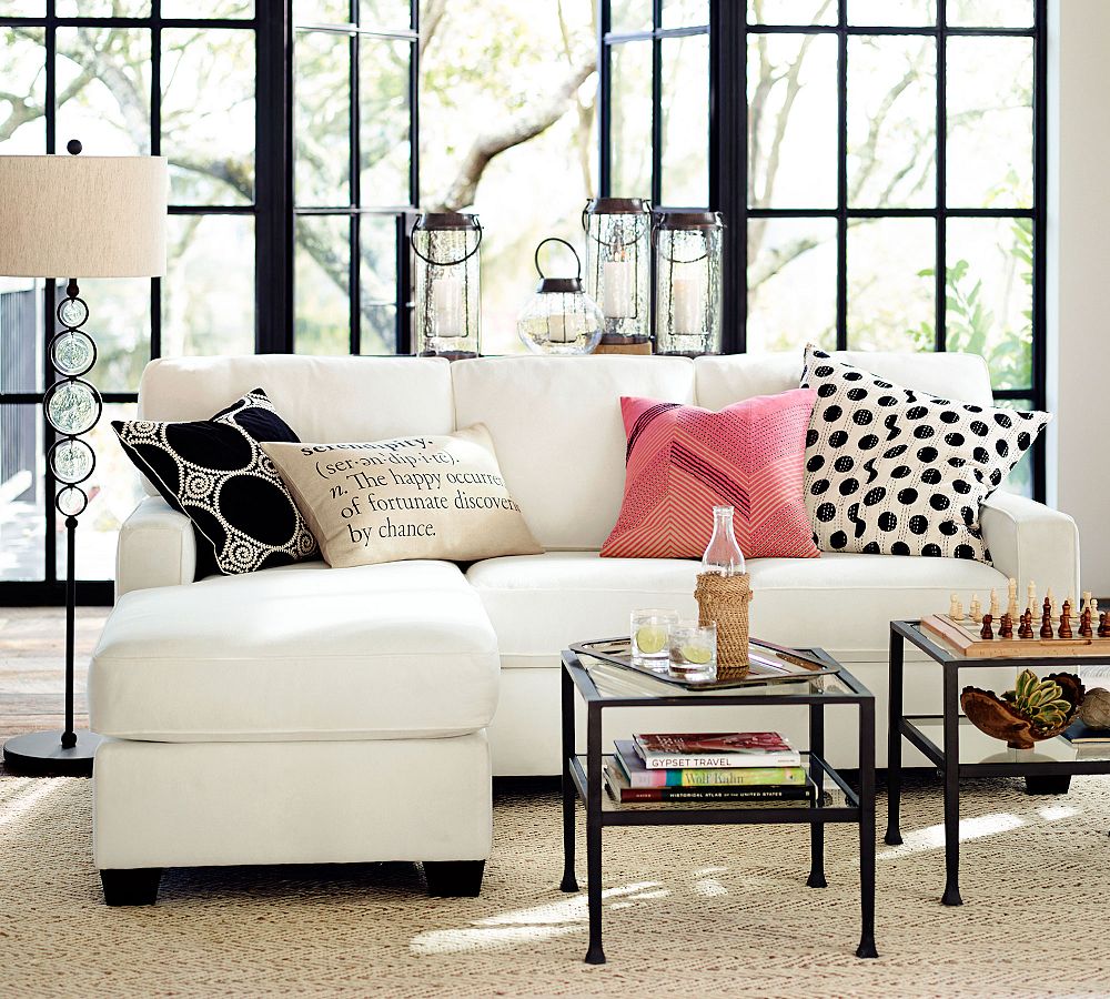 Buchanan Square Arm Upholstered Sofa with Reversible Chaise Sectional