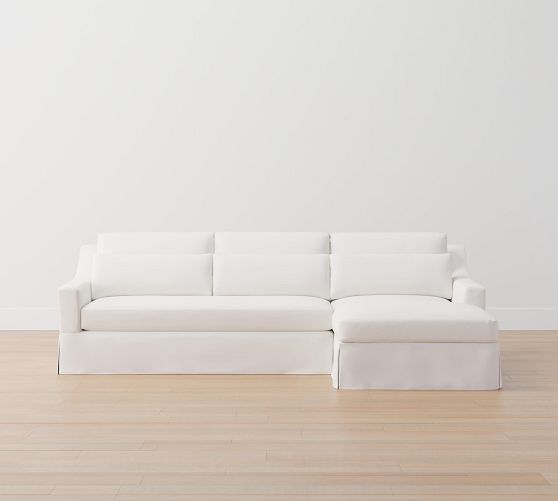 York Slope Arm Deep Seat Slipcovered Sofa Double Chaise Sectional Pottery Barn