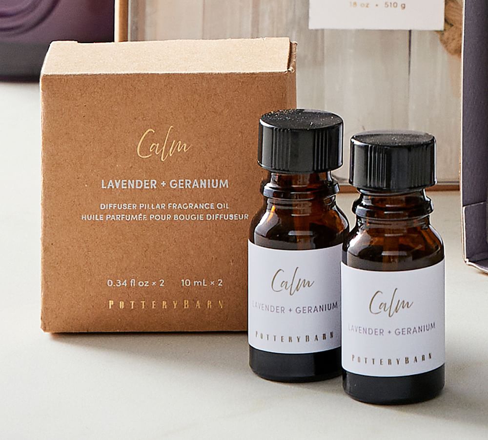 Flameless Diffuser Candle Fragrance Oil Lavender & Geranium, Set of 2