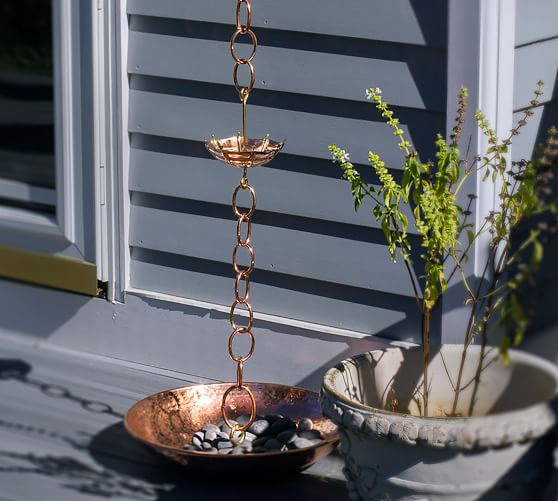 Tumbled Copper Rain Chain Basin Pottery Barn