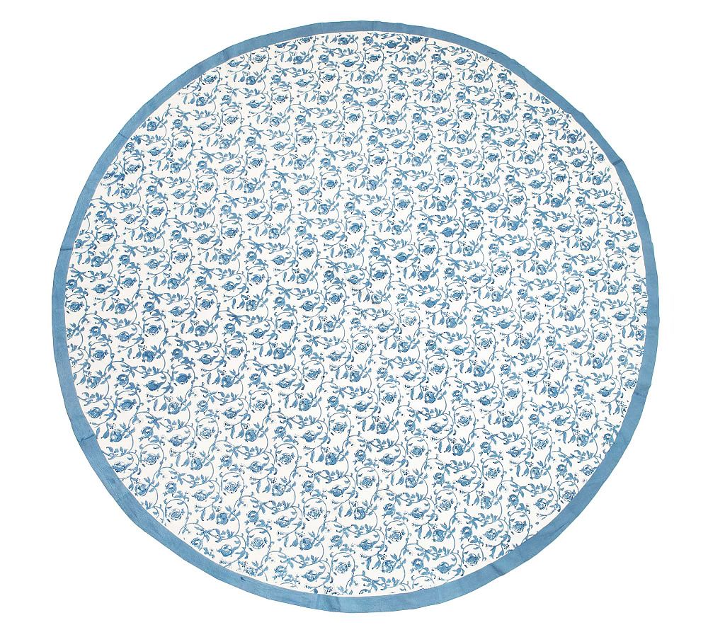 Granada Handmade Cotton Round Tablecloth - Blue 70"
