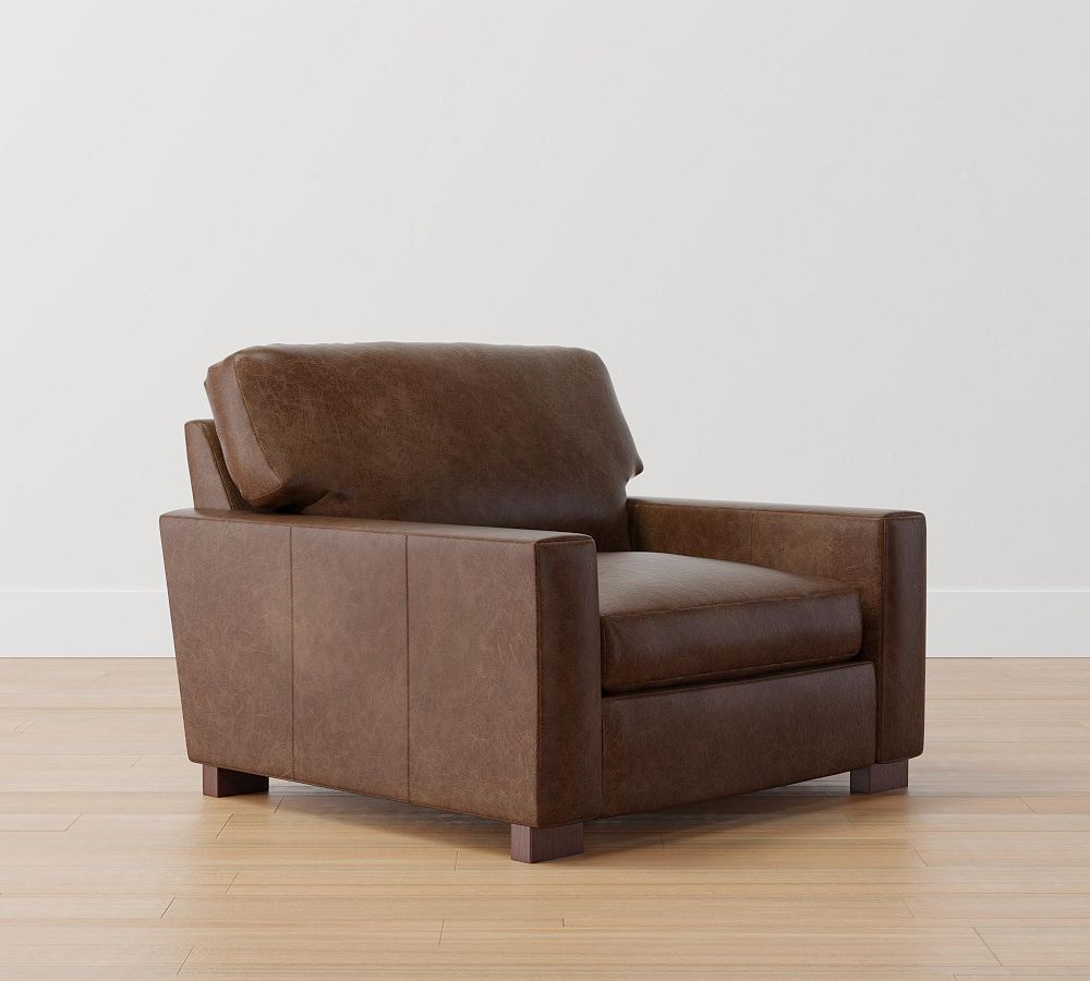 Turner Square Arm Leather Armchair Pottery Barn