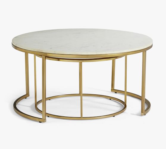 Delaney Round Marble Nesting Coffee Table | Pottery Barn