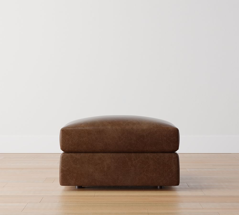 Carmel Leather Ottoman Pottery Barn