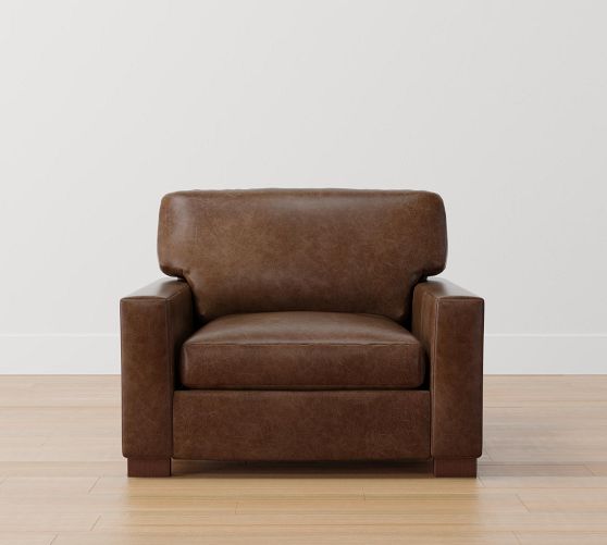 Turner Square Arm Leather Armchair Pottery Barn