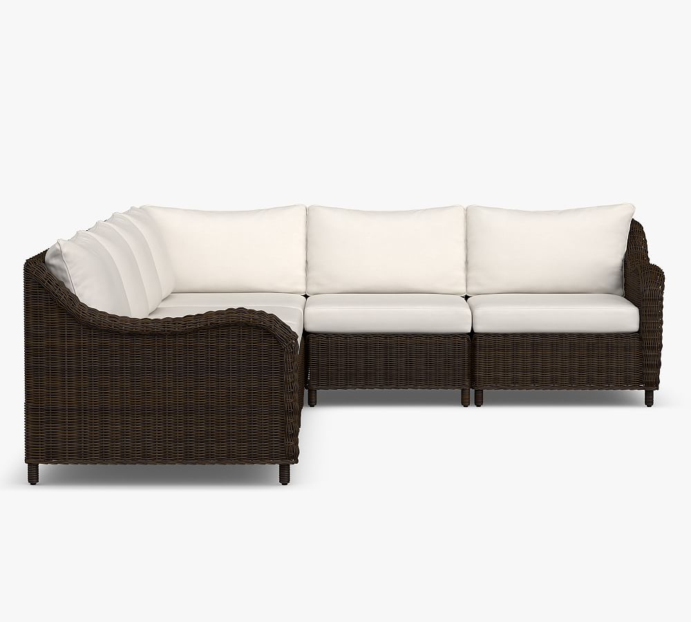 Torrey AllWeather Wicker Roll Arm Outdoor Sectional Set, Espresso