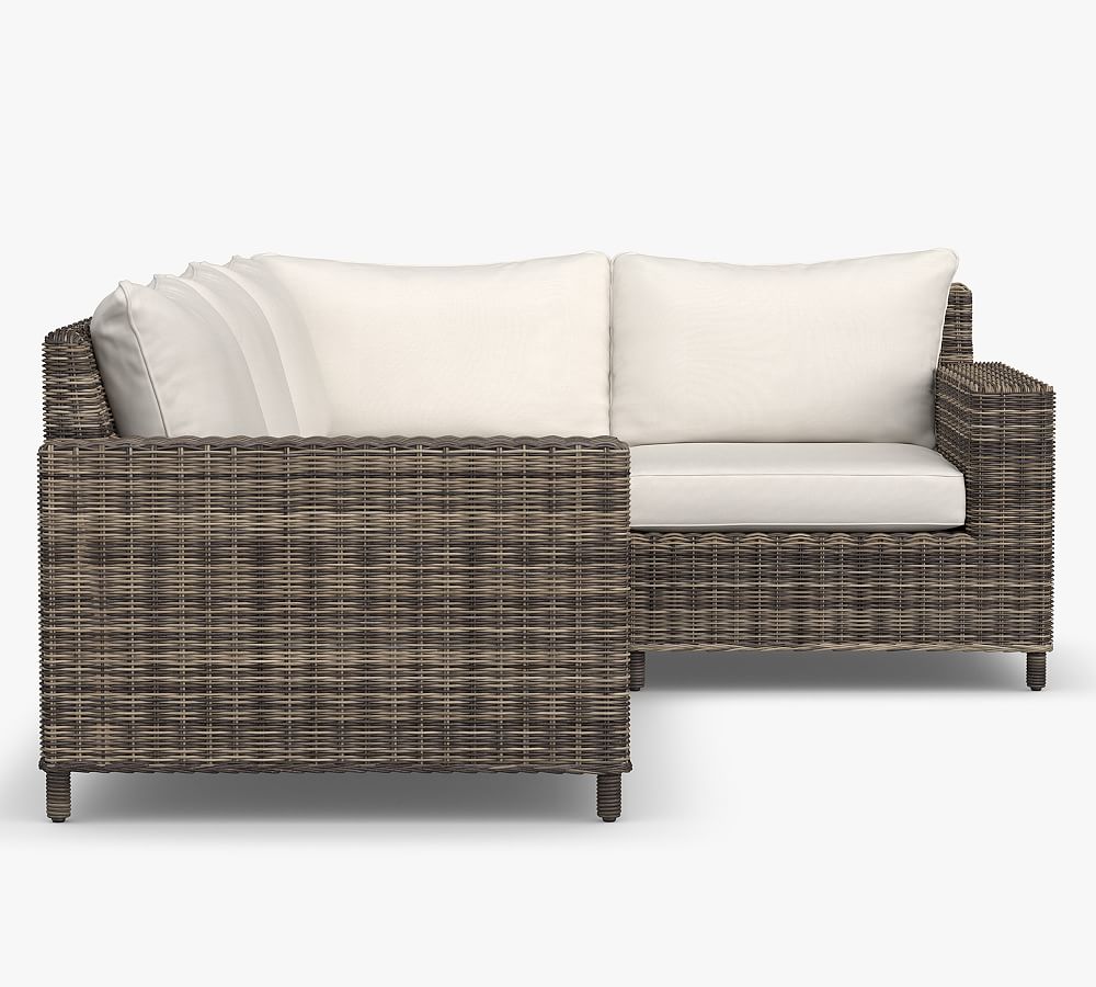 Torrey AllWeather Wicker Square Arm Outdoor Sectional Set, Espresso