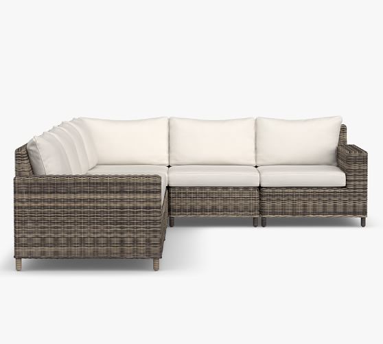 Torrey AllWeather Wicker Square Arm Outdoor Sectional Set, Espresso