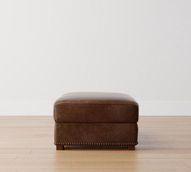 Turner Leather Storage Ottoman with Nailheads | Pottery Barn